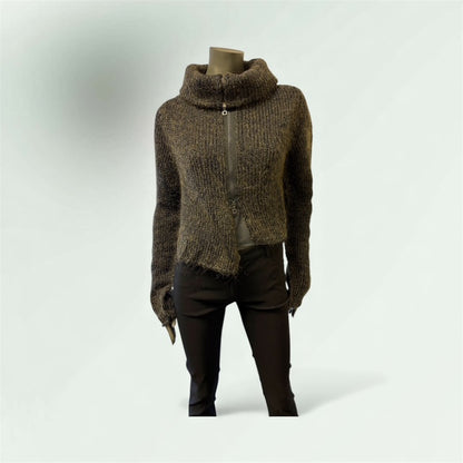 Asymmetric Mohair Zipped Cardigan style 1217