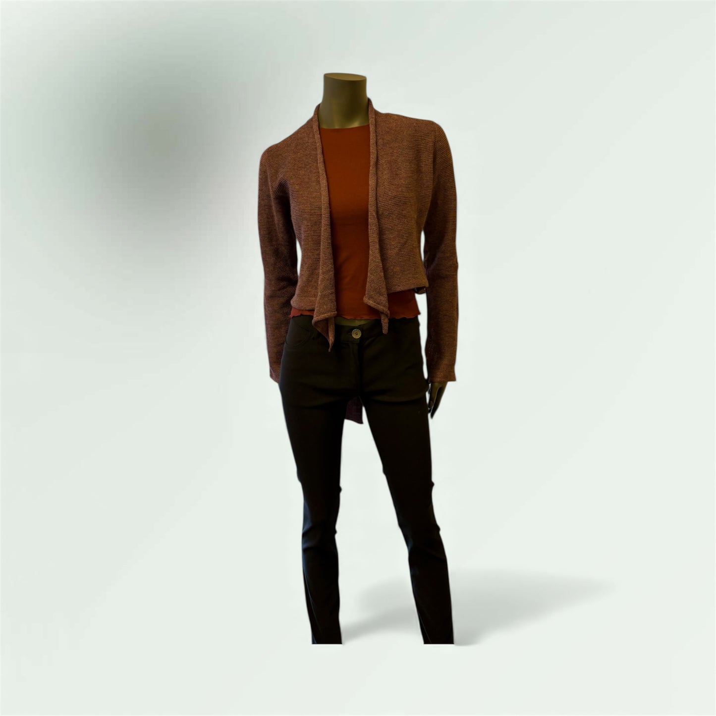 Dusky Pink Cardi worn edge to edge 