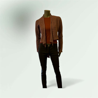 Dusky Pink Cardi worn edge to edge 