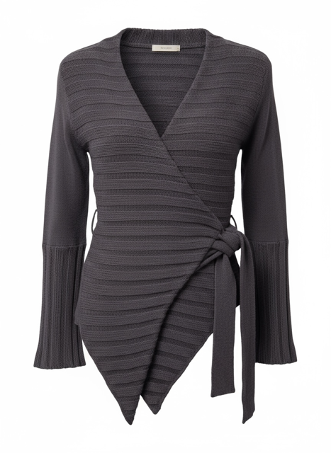 wrap wide ribbed cardigan