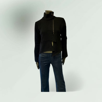 Asymmetric Zip Cardigan-Cham- Lunatisme