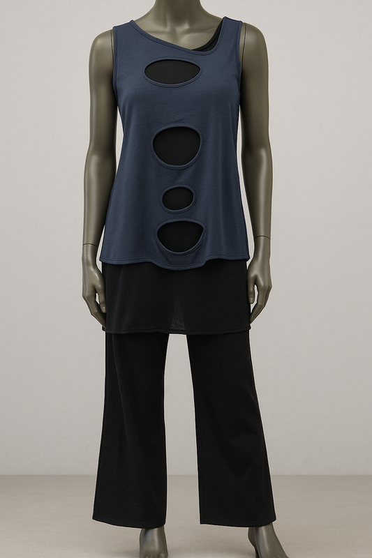 two tone blue black layered Tabard